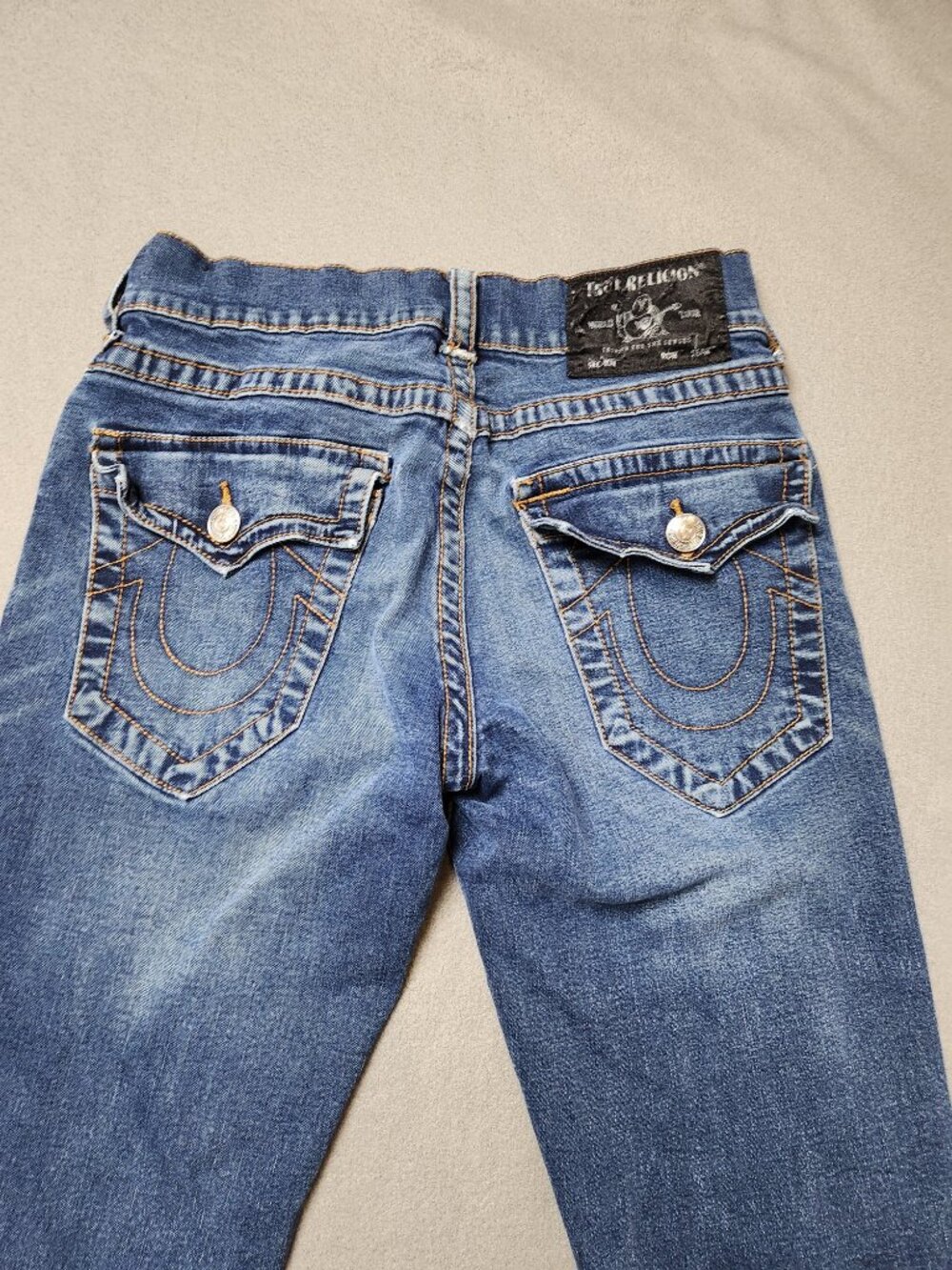 True Religion Ricky Relaxed Straight Jeans Men's 29 Medium Wash Flap Pockets
